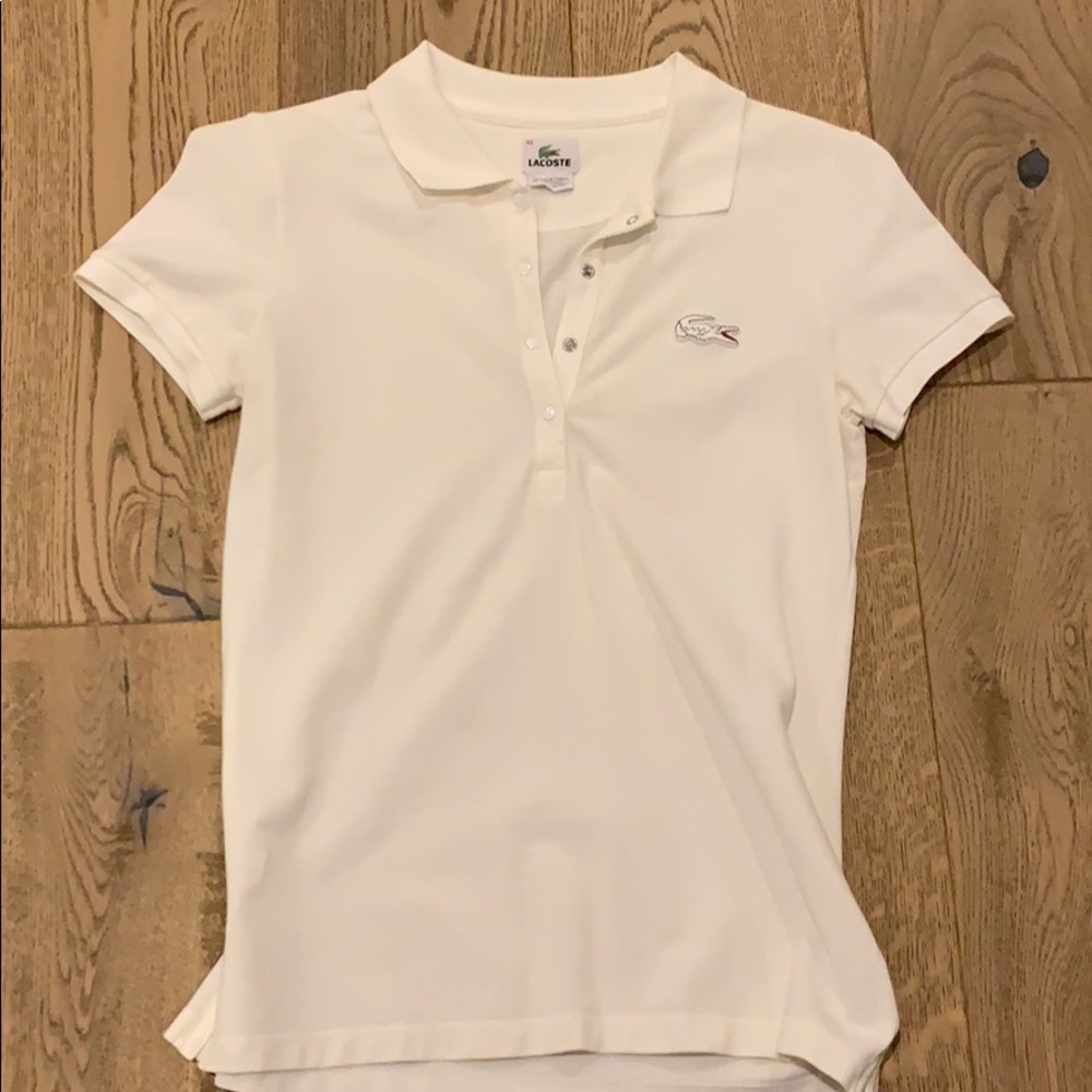 White Lacoste polo